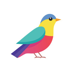 Spring birds Standing Isolated on White Background Vector Illustration Clipart
