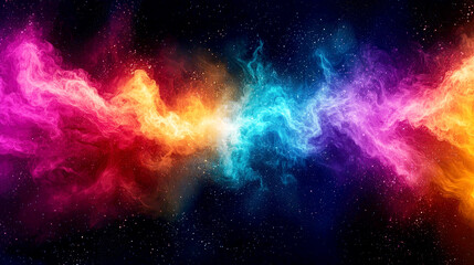 Naklejka premium A vibrant cosmic nebula with swirling colors representing energy and creativity.