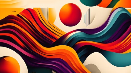 Adventurous spirit expressed through bold colors and unconventional shapes. groovy graphic 