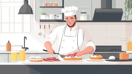 Chef Preparing a Delicious Breakfast: A Culinary Masterpiece