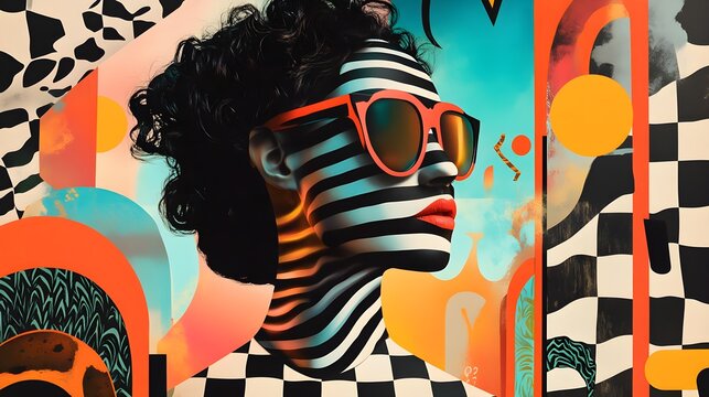 Visual eclecticism combining diverse styles and influences. groovy graphic 