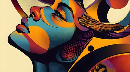 freedom with open, expansive shapes and a sense of liberation. groovy graphic 