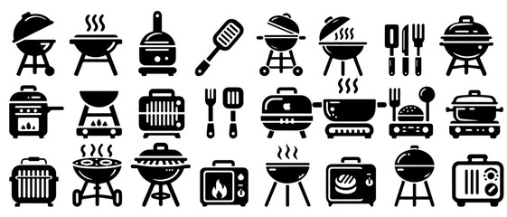 Big BBQ set, barbeque grill vector illustration	
