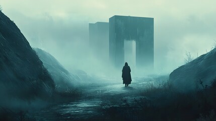 Melancholy wistfulness evoked through muted tones and somber imagery. groovy graphic 