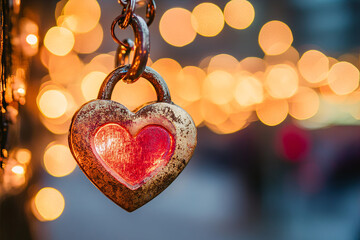 Lock and key symbolizing everlasting love