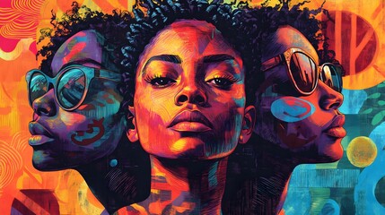 Social justice expressed through bold statements and empowering imagery. groovy graphic 