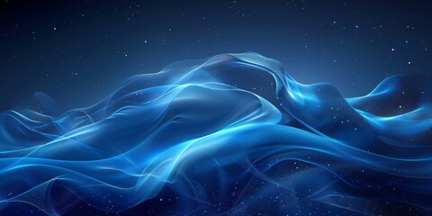 Abstract Fluid Blue Lines Creating a Dynamic Mountain Landscape for Commercial Use.