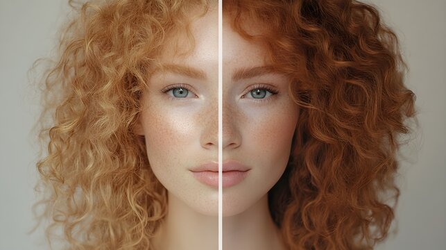 Video tutorial showcasing curly hair transformation with honey, comparing frizzy hair before to smooth and shiny results after, High Definition, Soft Lighting