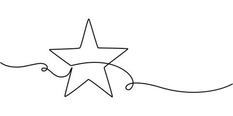 A Star one line drawing on white background, One line  Drawing or illustration of a star, Star Shapes Continuous Line Icon, hand draw doodle stars illustration in continuous line arts style vector