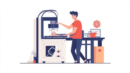 3D Printing: A Man Operating a 3D Printer