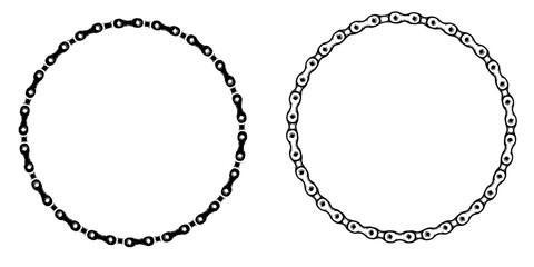 bicycle chain link round. cycle chain link collection. Set of motorcycle link. Vector illustration.