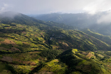 Top view Morning Mist and Viewpoint with Layers of Mountains