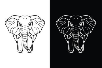 Elephant Line Art Icon. Elegant Continuous Line Silhouette Illustration