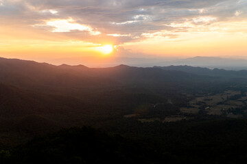 colorful dramatic sky with cloud at sunset