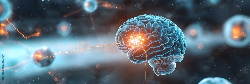Aufkleber Interconnected neurons firing electric pulses creating a dynamic and intricate network that represents the complex cognitive processes and brain activity