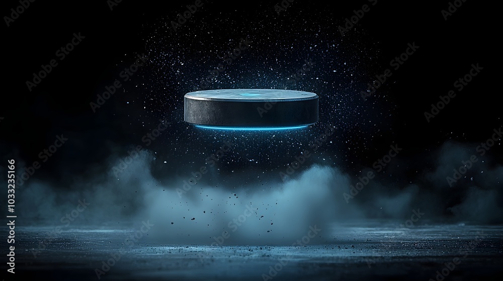 Poster Magnetic levitation of a small sleek object hovering in mid air symbolizing the innovative power and potential of futuristic technology  This conceptual
