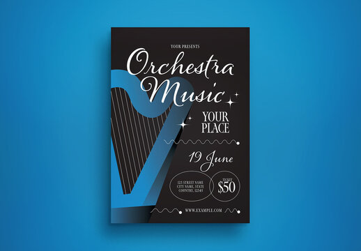 Black Gradient Orchestra Music Flyer Layout