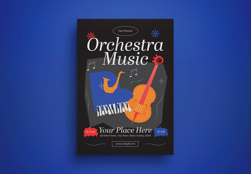 Black Mid Century Orchestra Music Flyer Layout