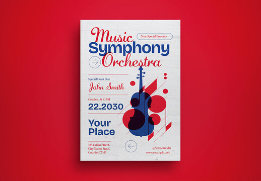 Blue Red Risograph Music Symphony Orchestra Flyer Layout