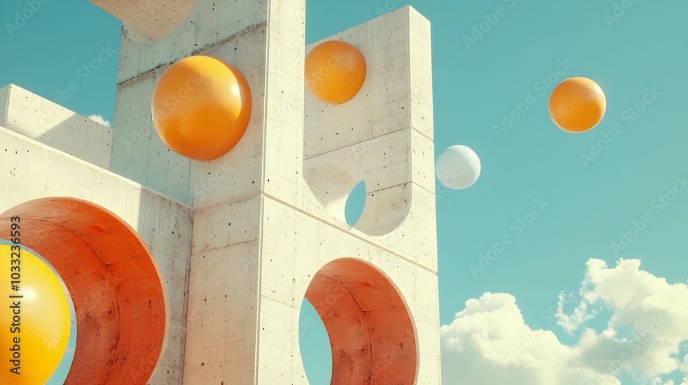 Poster mesmerizing abstract geometric shapes floating and intertwining in a surreal dynamic composition vis