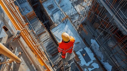 Fototapeta premium Illustrate the hazards of working at heights with immersive 3D models of construction sites and elevated structures