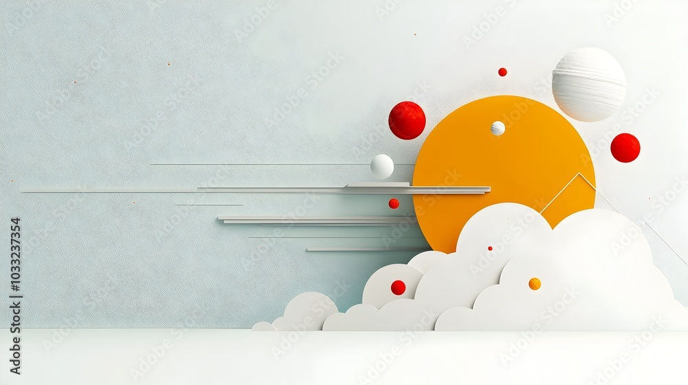 Aufkleber mesmerizing geometric shapes floating in surreal composition abstract digital with minimalist design
