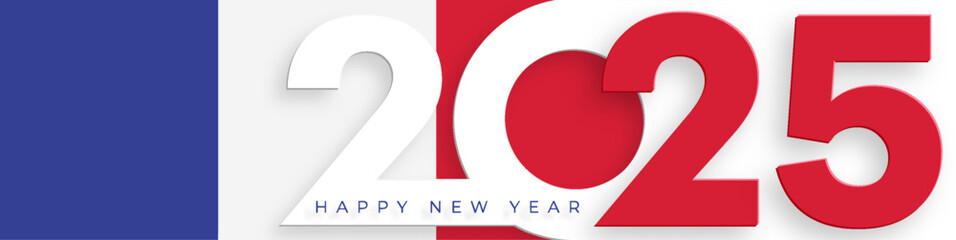 Happy New Year 2025, festive pattern with France flag concept 