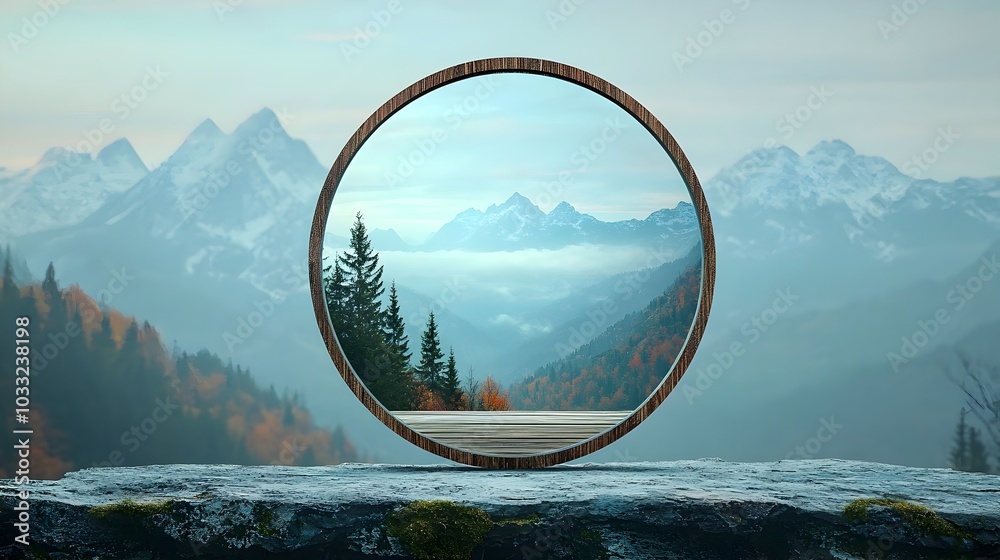 Poster Mirrored Reflection Unveils an Alternate Dimensional Portal Offering a Captivating Glimpse into a Surreal and Fantastical Parallel World
