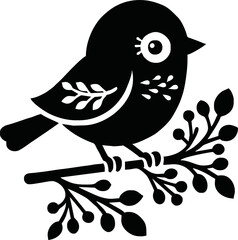 Minimalist Cute bird logo vector illustration. black and white Logo.