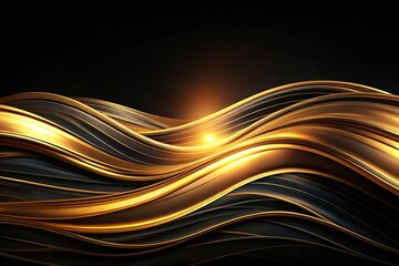 Abstract background with elegant black and gold waves, suitable for panoramic views