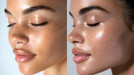 Melasma treatment process infographic, showing key treatment steps with real-life before-and-after photos of reduced pigmentation and improved skin clarity