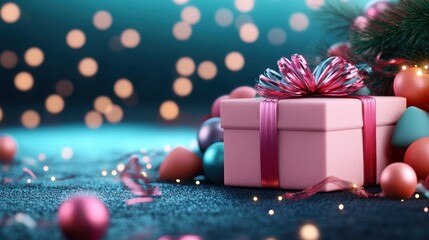 Festive Christmas Decor with Sparkling Lights and Gifts Under the Tree, Capture the Magic of the Season with Twinkling Lights, Colorful Tinsel, and Presents Wrapped in Festive Paper