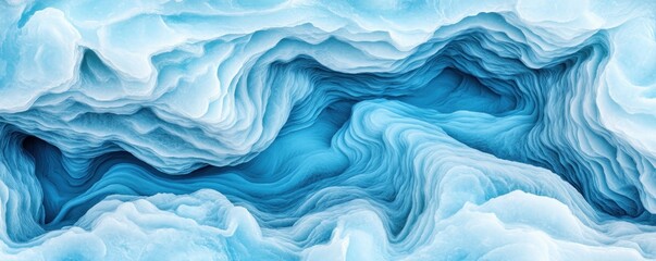 Obraz premium Frozen River Ice Patterns Abstract Winter Beauty, Symmetrical Blue Ice Formations Reflecting the Cold Sky