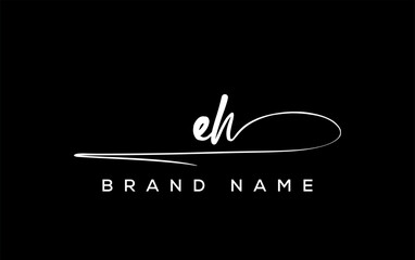 EH letter beauty handwriting vector logo.