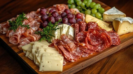 Charcuterie Platter from Top View with Fresh Ingredients