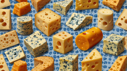 Cheese Pattern with Diced and Sliced Varieties
