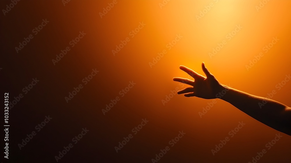 Aufkleber silhouetted hand reaching towards glowing digital screen or light source symbolic of technology conn
