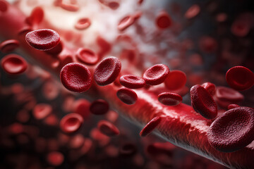 Fototapeta premium Red blood cells flowing through artery