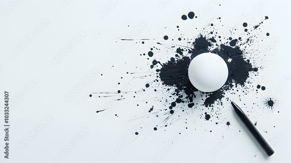 Poster Spilled ink with a pen lying beside a visual metaphor for the process of making mistakes and the opportunities for growth creativity and problem solving that can arise from them