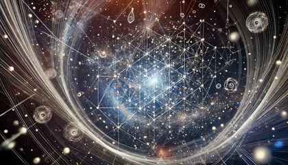 Interconnected network of lines and particles in a cosmic universe