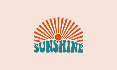 Retro Vintage Sunshine trendy typography t-shirt design Vector template 