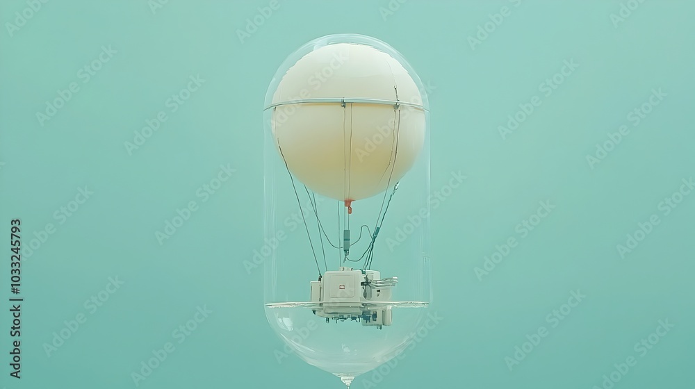 Aufkleber Surreal image of air balloons gracefully floating inside a glass of water defying the normal scale and space constraints creating a dreamlike and calming atmosphere