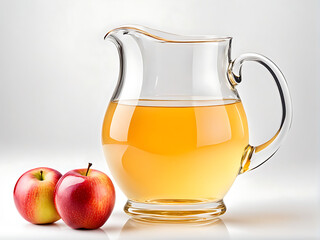 Apple juice in a pitcher isolated on white background - clipping path included