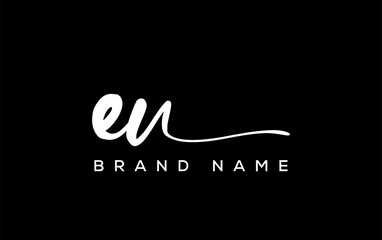EU letter beauty handwriting vector logo.