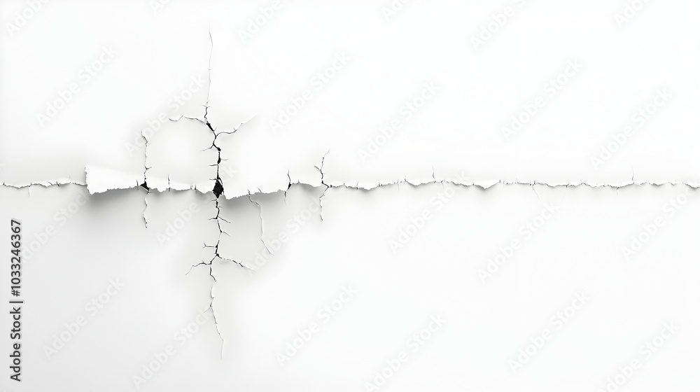 Poster Torn Paper Stitched with Thread   Concept of Reconciliation Healing and Closure through a Minimalist Abstract Design