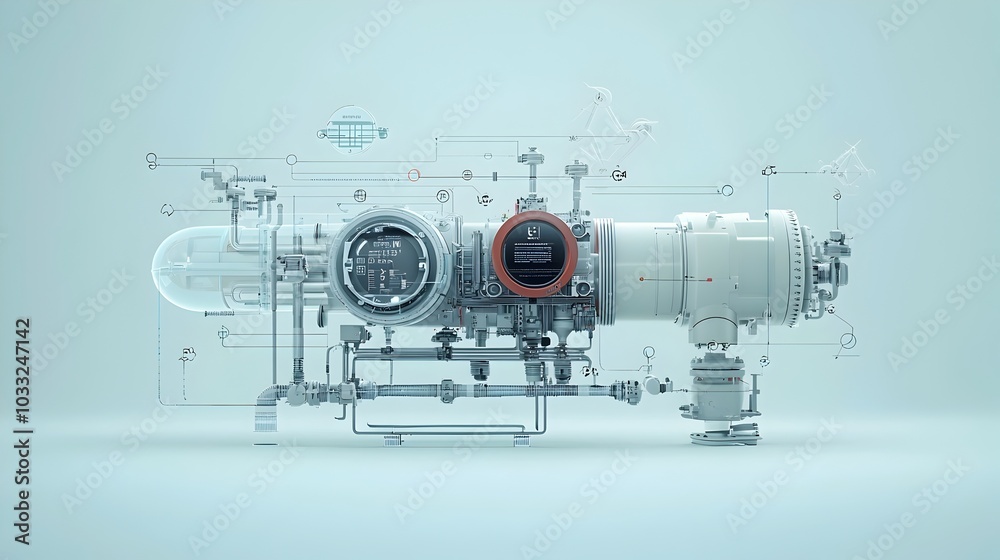 Poster Transformative Pipes and Valves Forming Abstract Geometric Shapes and Patterns Symbolizing Innovation and Industrial Engineering Processes