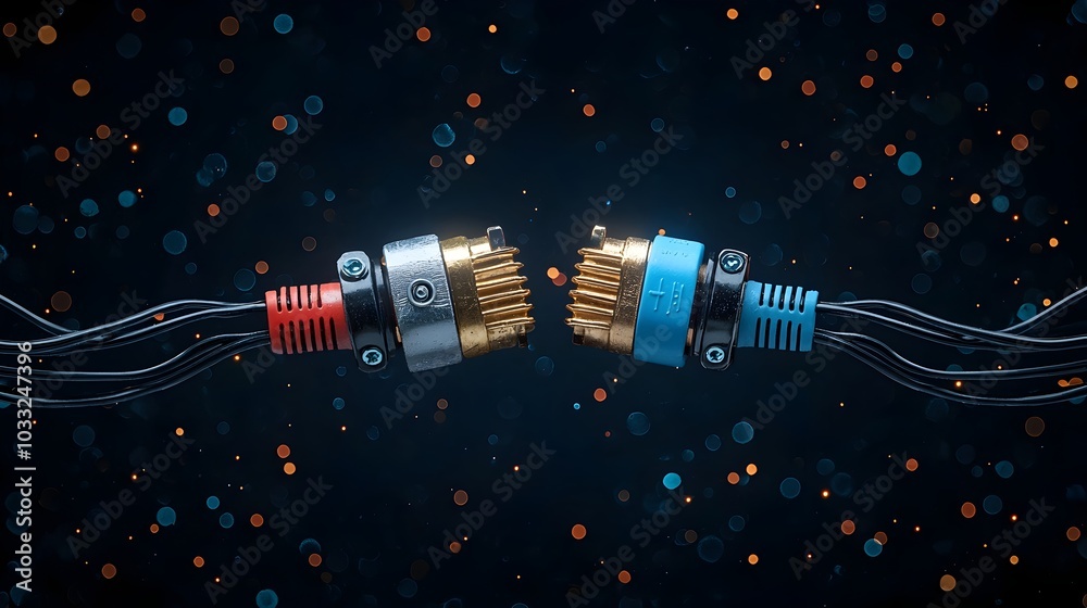 Poster two electrical plugs placed side by side disconnected and awaiting to be reconnected representing th