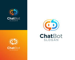 Chatbot logo. Chat with robot vector logo design.	