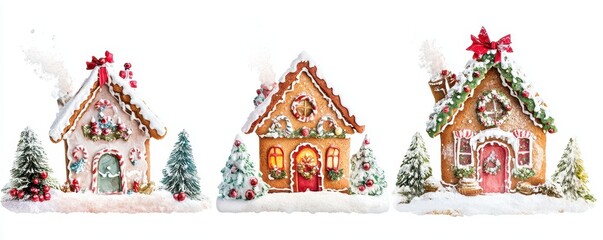 Fototapeta premium Christmas gingerbread house in snow town,Cookie and candy house with christmas tree,holiday greeting season,gift for Christmas day,Merry Christmas,happy new year concept,copy space.