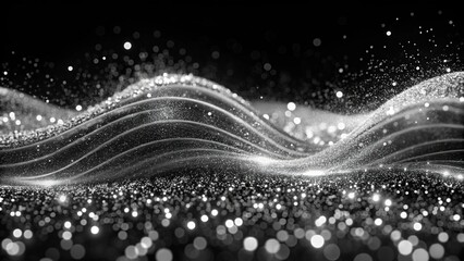 Abstract black and white waves reflecting light